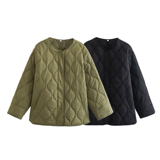 Damen Steppjacke Longline mit Oversize‑Silhouette und Druckknopfverschluss Shop Nory