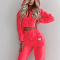 Damen Relaxed Fit Cropped Hoodie und Jogginghose Set