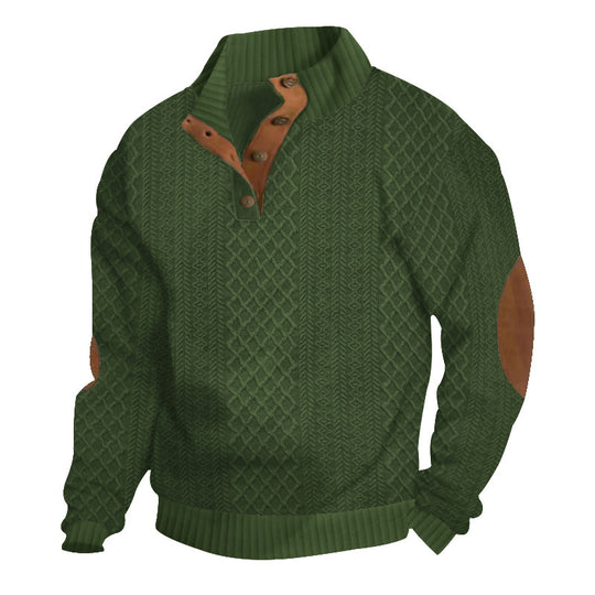 Herren nan texturierter Halbzip-Pullover im Troyer-Stil mit Kontrastbesatz und Leder-Ellbogenpatches Shop Nory