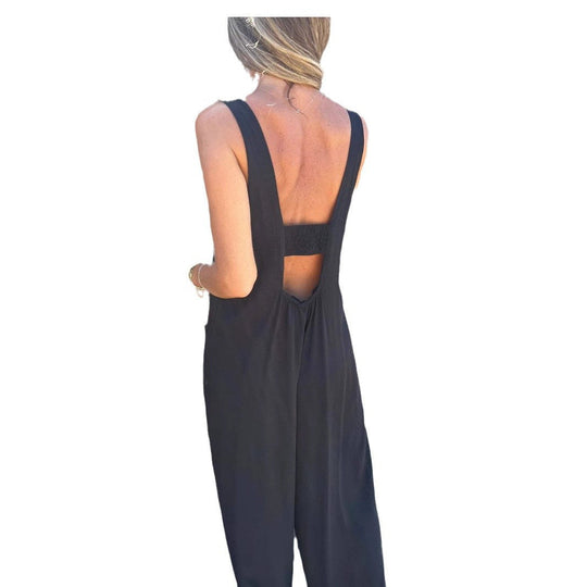 Damen Lässiger Jumpsuit mit Knopfdetails und Seitentaschen