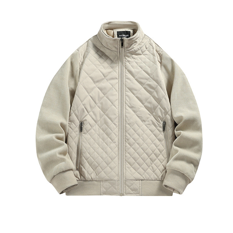 Herren gesteppte Hybridjacke mit Stehkragen und Strickärmeln Shop Nory
