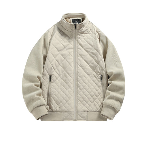 Herren gesteppte Hybridjacke mit Stehkragen und Strickärmeln Shop Nory