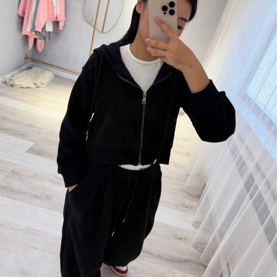 Damen Lässiges Kapuzen‑Sweatset mit Reißverschluss und weitem Jogger‑Schnitt Shop Nory