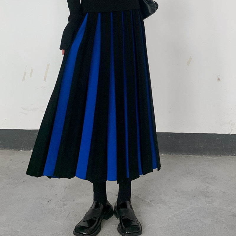 Damen Eleganter Plissee-Rock mit kontrastierenden Streifen Shop Nory