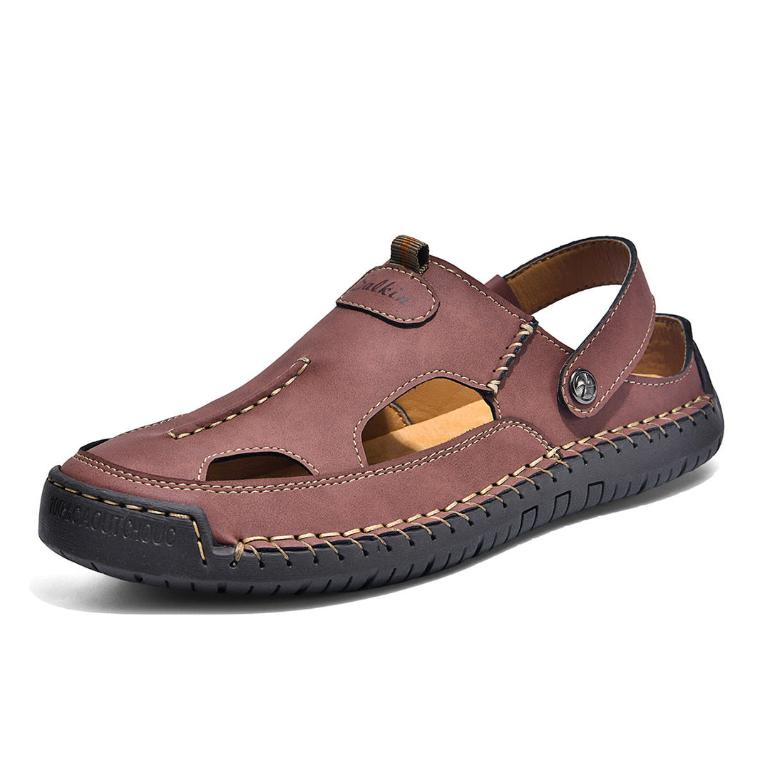 Herren luftige Leder-Sandalen mit verstellbarem Riemen Shopnory