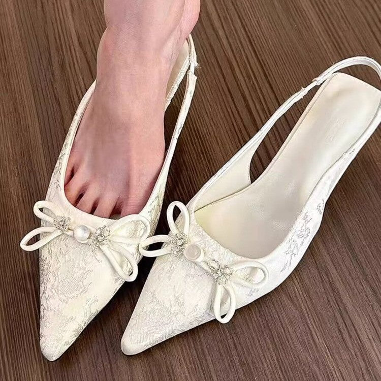 Damen Elegante Sling-Pumps mit romantischem Schleifendetail Shopnory