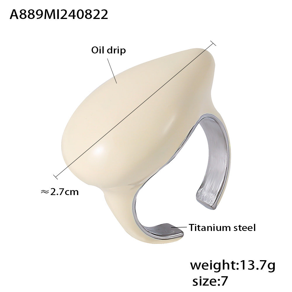 Damenring mit tropfenförmigem Design aus Titanstahl Shop Nory
