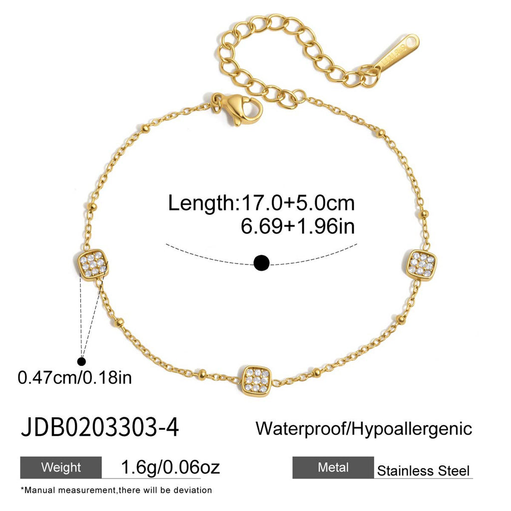 Damen Armband mit herzförmigen Anhängern und Zirkonia-Verzierung Shop Nory