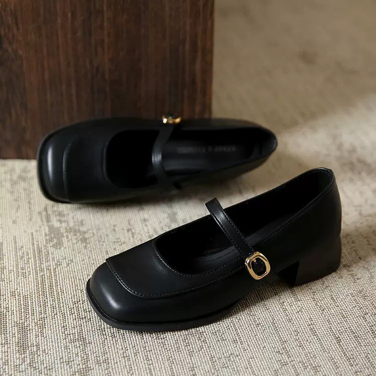 Damen Elegante Mary Janes mit modischem Riemen und komfortablem Blockabsatz