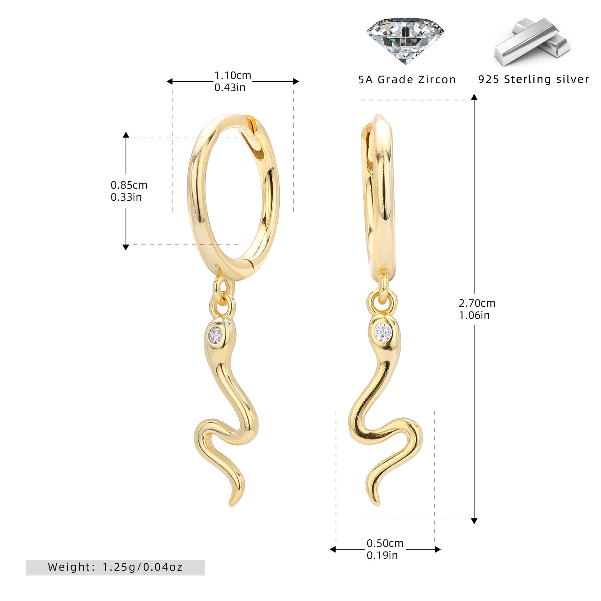 Damen Ohrhänger mit elegantem Schlangen-Design Shop Nory