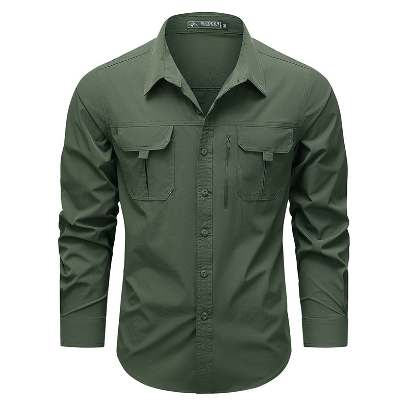 Herren Outdoor-Utility-Hemd mit Mehrfach-Taschen und Reißverschluss Shop Nory