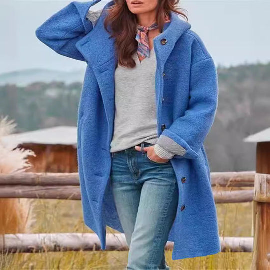 Damen Oversized Wollmantel im casual Look