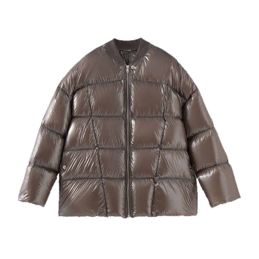 Damen Kurze gestepptte Daunenjacke mit glänzender Shell und Boxy-Silhouette Shop Nory