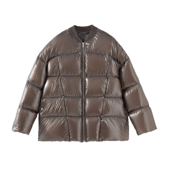 Damen Kurze gestepptte Daunenjacke mit glänzender Shell und Boxy-Silhouette Shop Nory