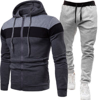 Dunkelgrau, schwarzer Bund + hellgraue Hose