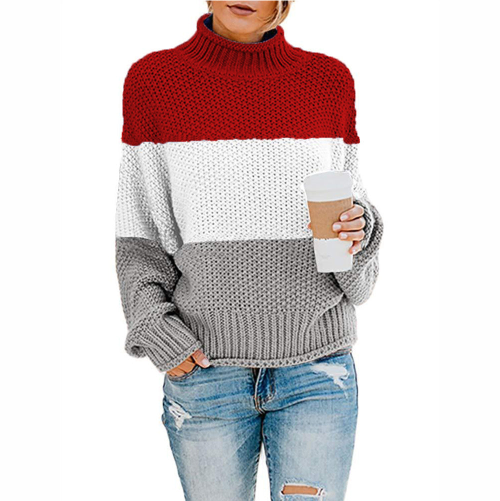 Damen grobstrick Rollkragenpullover mit Oversize-Schnitt und Blockstreifen-Optik Shop Nory