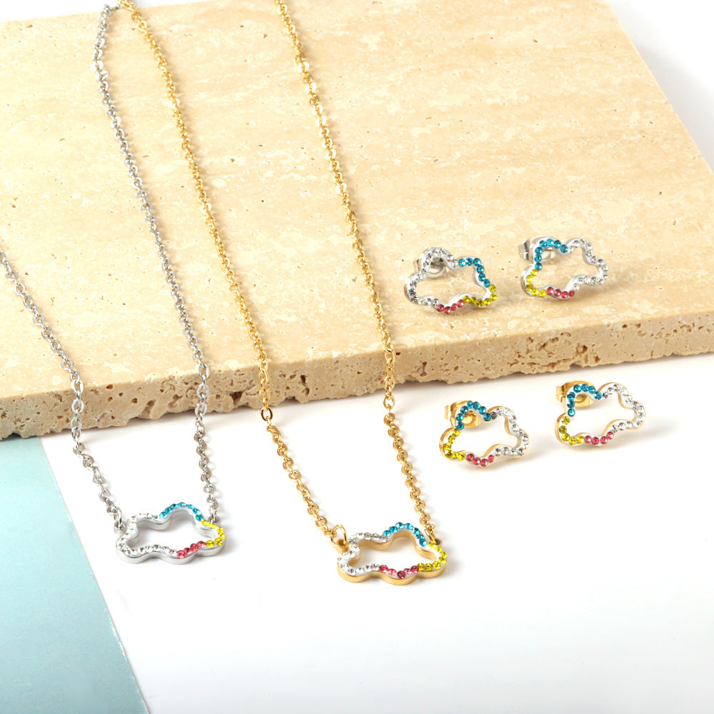 Damen Schmuckset mit funkelnden, bunten Kristallanhängern Shop Nory