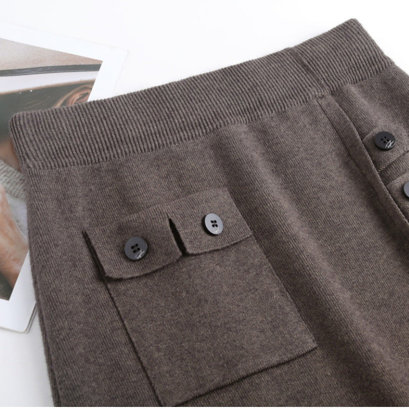 Damen Eleganter Maxirock mit praktischen Taschen und Knopfdetails Shop Nory