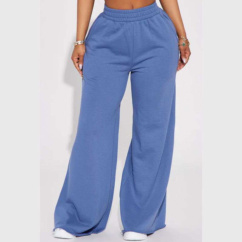 Damen nan weite Highwaist Palazzo-Loungehose mit doppelt gerafftem Komfortbund und fließender Wide‑Leg-Silhouette Shop Nory