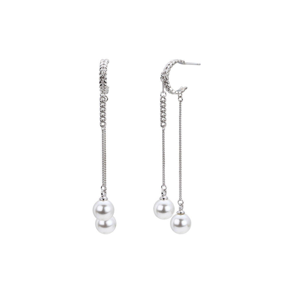 Damen Perlen Ohrhänger mit modernem Ketten Design aus 925 Sterling Silber Shop Nory
