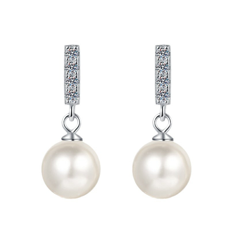 Damen Ohrstecker mit funkelndem Kristall und hochwertiger Perle Shop Nory