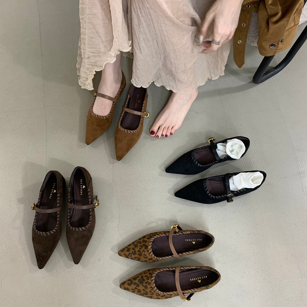 Damen elegante Schnürpumps mit modischem Riemen und spitzem Fußteil