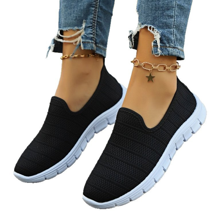 Damen Slip-On Sneakers mit atmungsaktiver Oberflächenstruktur und rutschfester Sohle