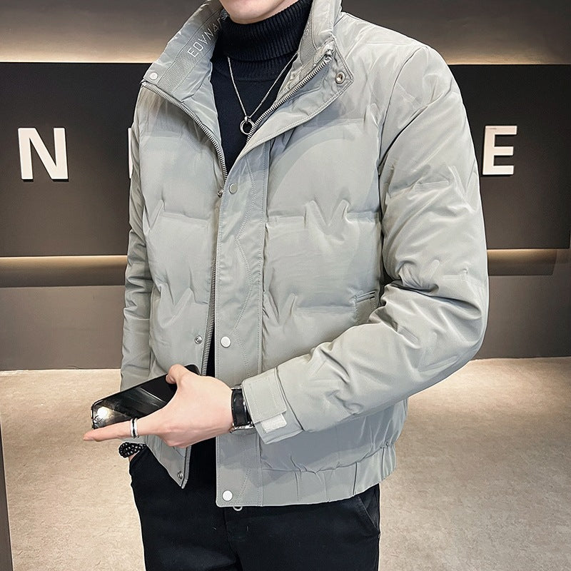 Herren Kurz geschnittene gesteppte Thermojacke mit Stehkragen und verdecktem Reißverschluss Shop Nory