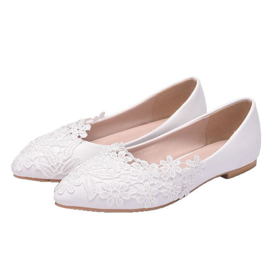 Damen Elegante Ballerinas mit filigraner Blumenstickerei