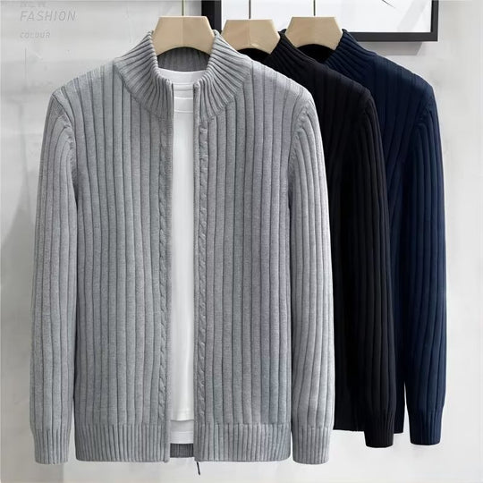 Herren Modische Strickjacke mit Reißverschluss und Rippenstruktur Shop Nory