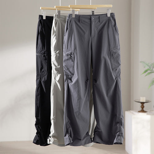 Damen Technische Weite Cargo-Hose mit verstellbarem Saum und Mehrfachtaschen Shop Nory