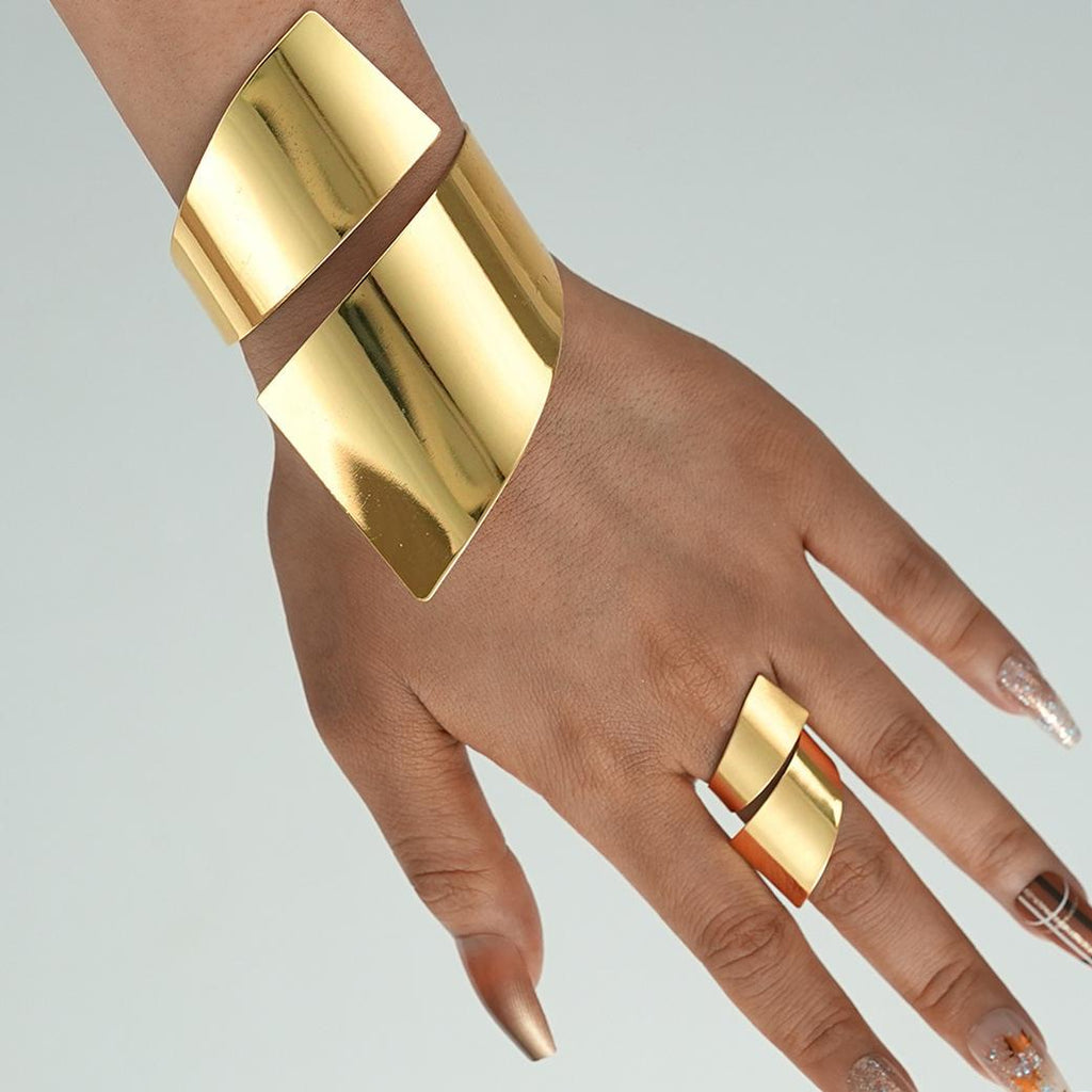Damen Armreif und Ring Set aus hochwertigem Metall Shop Nory