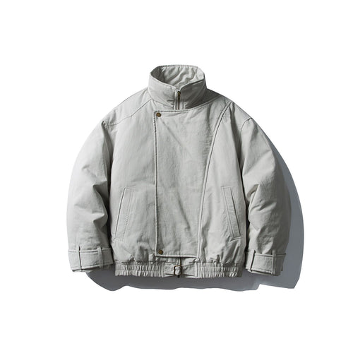Herren Voluminöser Stehkragen-Bomber mit asymmetrischer Frontpatte und Taillen-Buckle Shop Nory