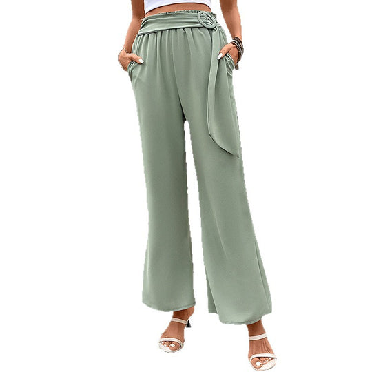 Damen Hochtaillierte Palazzo-Hose mit Drapierter Bundkante und D-Ring-Bindegürtel Shop Nory