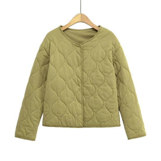 Damen Steppjacke ohne Kragen mit kastiger Silhouette und tonaler Wellensteppung Shop Nory
