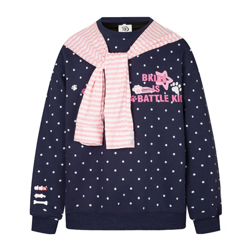 Damen Oversize-Sweatshirt mit Pünktchenmuster, integrierter Streifen-Schalapplikation und Badge-Details Shop Nory