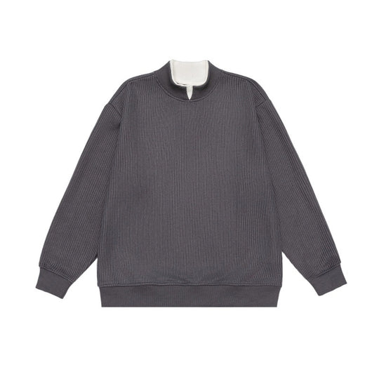 Unisex Feinstrukturiertes Mockneck-Sweatshirt mit Halbzip und eingearbeiteter Hemdblende Shop Nory