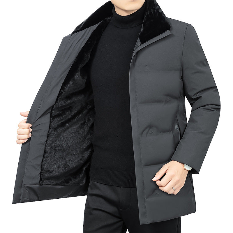 Herren Thermo-Winterkurzmantel mit luxuriösem Kunstfell-Innenfutter und Stehkragen Shop Nory