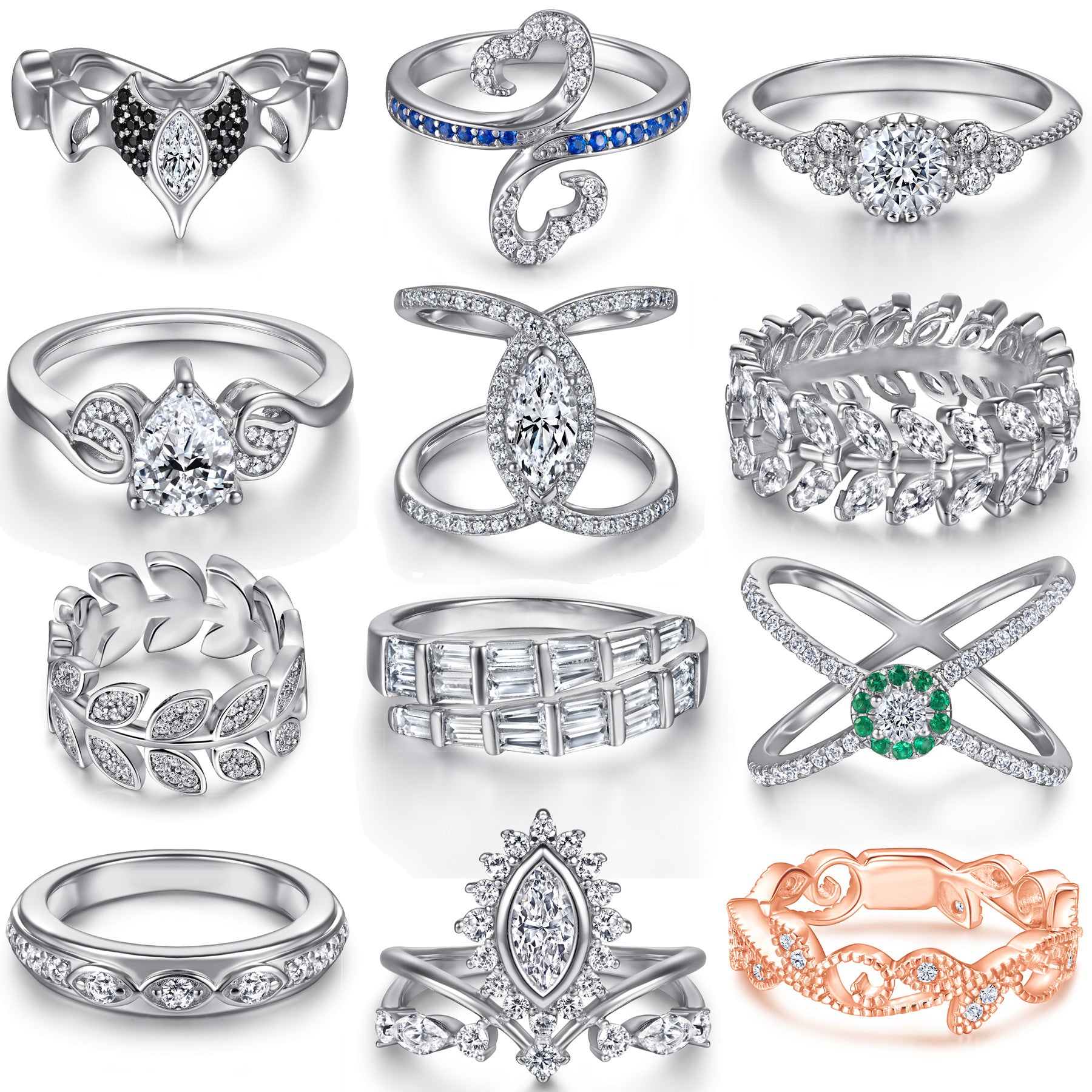 Damen Verlobungsring mit hochwertigem tropfenförmigem Hauptstein und elegantem Zirkonia-Besatz Shop Nory