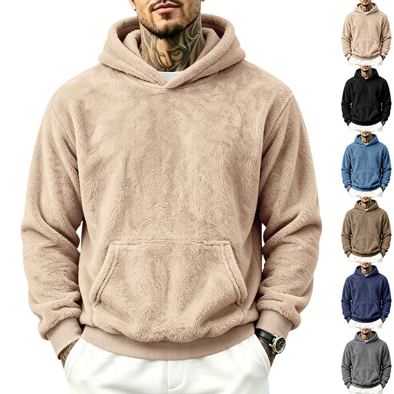 Herren Kuscheliger Fleece-Hoodie mit Kängurutasche und geripptem Saum Shop Nory