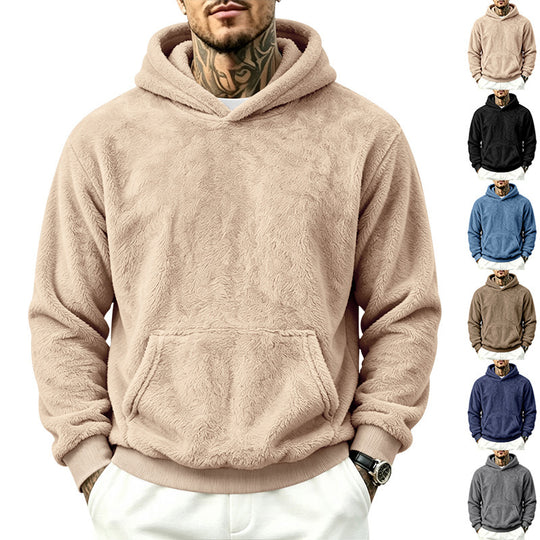 Herren Kuscheliger Fleece-Hoodie mit Kängurutasche und geripptem Saum Shop Nory