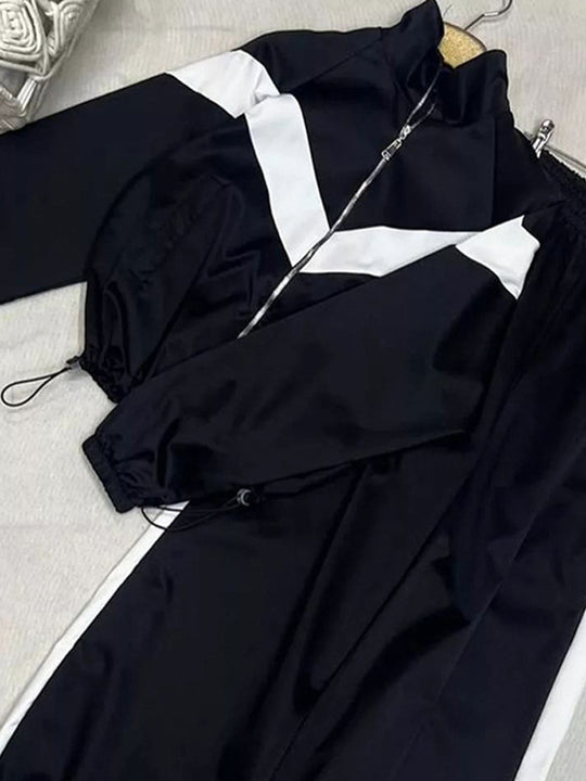 Damen Retro-Trainingsanzug mit Reißverschlussjacke und elastischer Bundhose Shop Nory