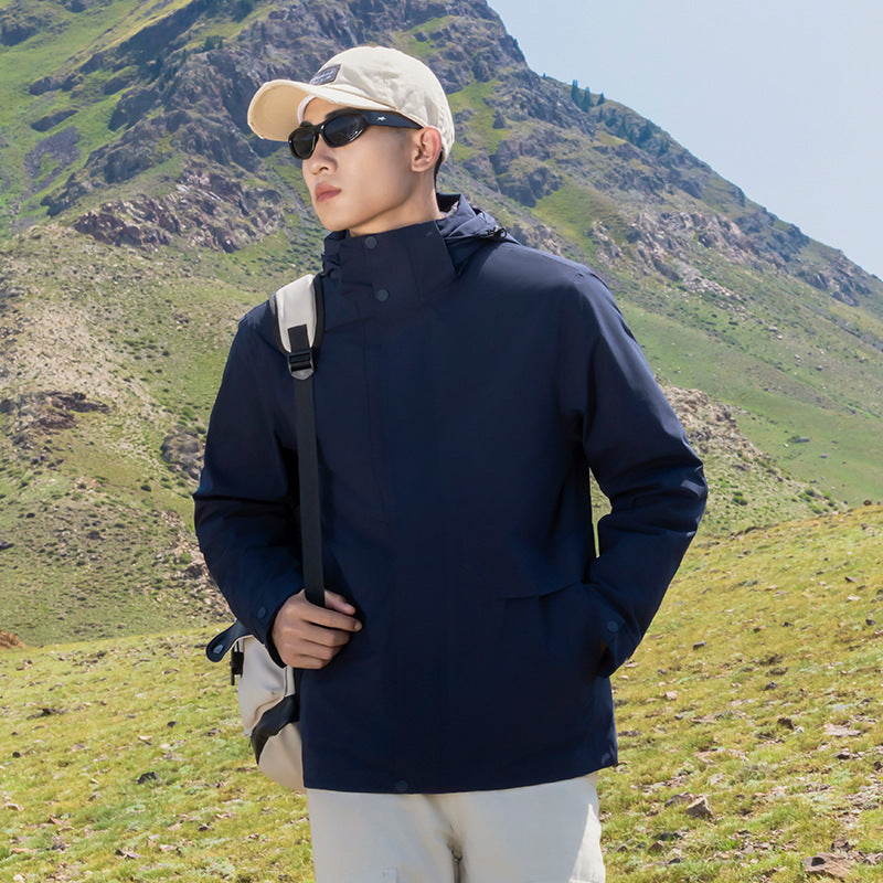 Herren Leichter wasserdichter Parka mit verstellbarer Kapuze und verdecktem Reißverschluss Shop Nory