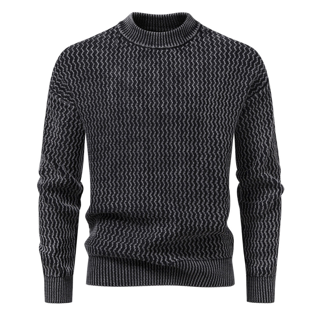 Herren Strukturierter Feinstrick-Pullover mit Stehkragen und Zickzackmuster Shop Nory