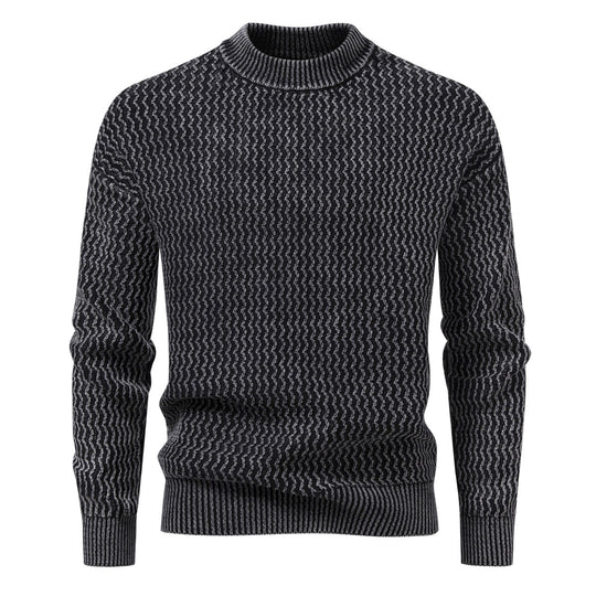 Herren Strukturierter Feinstrick-Pullover mit Stehkragen und Zickzackmuster Shop Nory