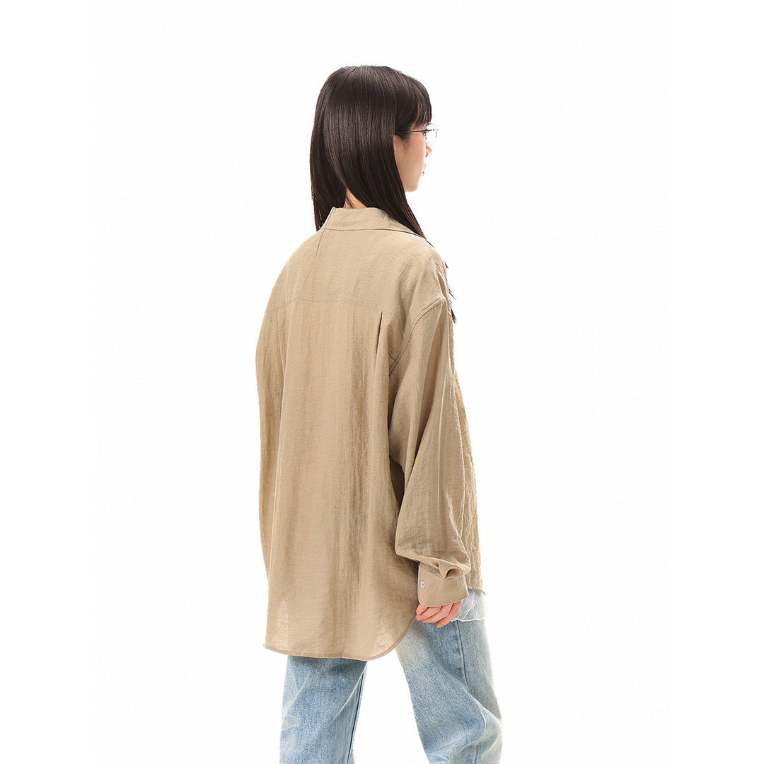 Damen Locker geschnittene Oversize-Hemdbluse mit Brusttasche und strukturierter Baumwollmischung Shop Nory