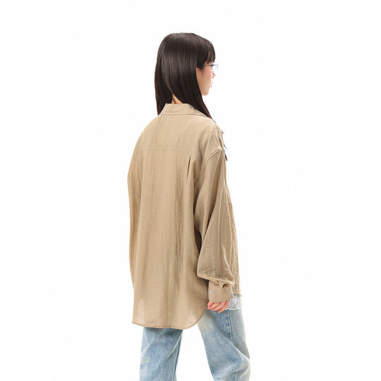 Damen Locker geschnittene Oversize-Hemdbluse mit Brusttasche und strukturierter Baumwollmischung Shop Nory