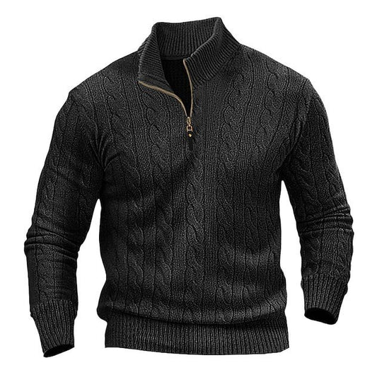 Herren Zopfmuster-Halbzipp-Pullover mit Mockneck und schmaler Silhouette Shop Nory
