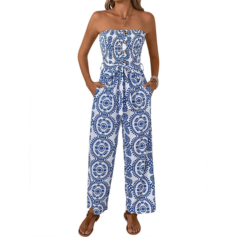 Damen Jumpsuit mit trendigem bandeau Design und praktischen Taschen