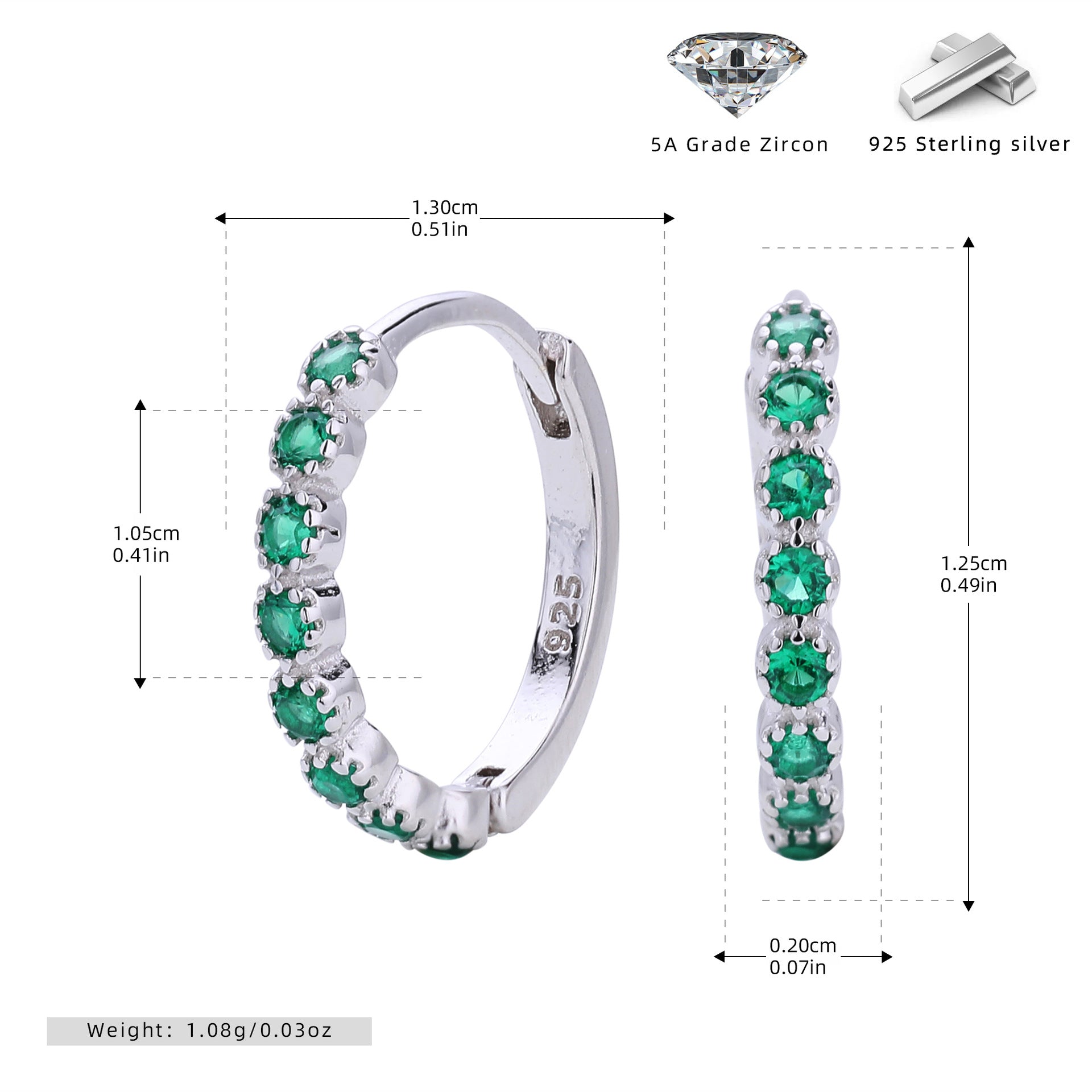 Damen Creolen mit funkelnden Zirkon-Akzenten und hochwertigem 925 Sterling Silber Shop Nory